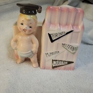 Vintage Samson Imports Canadian university themed baby planter 1961
